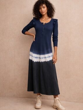 Z Supply NWT black iris tie dye ruffle maxi dress